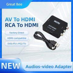 AV To HDMI-compatible Mini Adapter Converter RCA to HDMI-compatible Audio S-Video Adapter for DVD/ PS1/PS2/TV